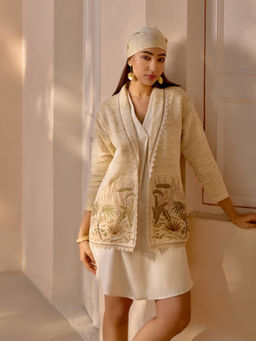 House of Fett - Ubud Hand Embroidered Coat - Beige