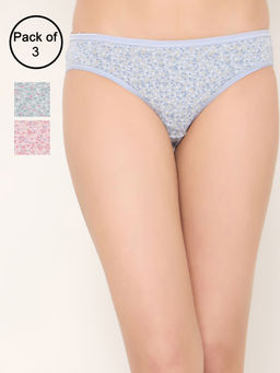 Clovia - Cotton Low Waist Outer Elastic Bikini Panties (Pack of 3)