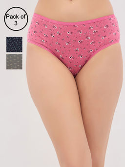 Clovia - Cotton Spandex Medium Waist Outer Elastic Hipster Panties (Pack of 3)