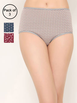 Clovia - Cotton Spandex High Waist Outer Elastic Hipster Panties (Pack of 3)
