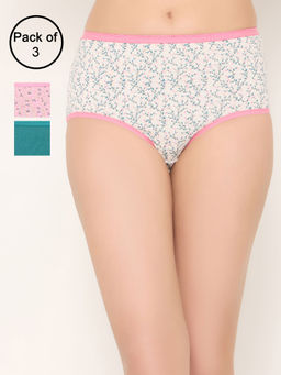 Clovia - Cotton Spandex High Waist Inner Elastic Hipster Panties (Pack of 3)