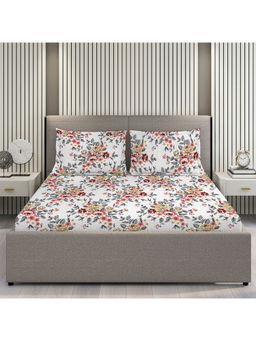 Layers - Duracount Collection 225 TC Cotton Multicolor Floral Flat Bedsheet (King)