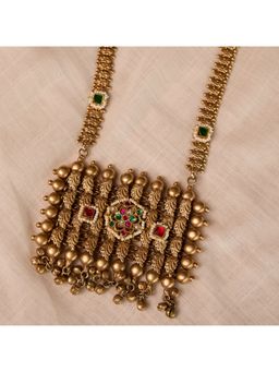 Malaiyyo - 22K Gold Plated Mandir Manjari Kundan Temple Necklace