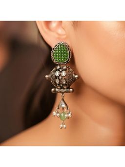 Malaiyyo - Emerald Crest Oxidised Earrings