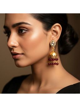 Malaiyyo - Pear-Cut Polki Jhumka Earrings