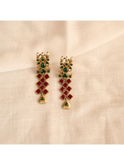 Malaiyyo - Ruby Emerald Kundan Drop Earrings