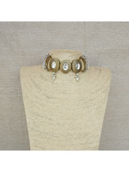 Malaiyyo - Polki Disc Choker Necklace and Earrings