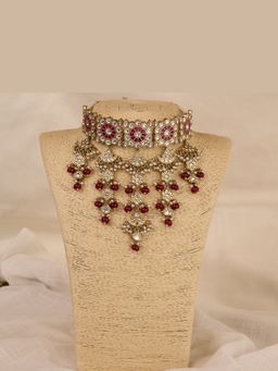 Malaiyyo - Ruby Polki Bridal Choker Necklace with Earring