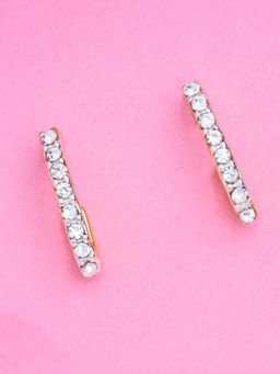 Estele - Gold Plated Bar Designer Earrings with Crystals for Women