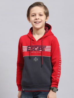 Monte Carlo - Red & Corban Grey Printed Hoodie