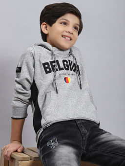 Monte Carlo - Grey Melange Printed Sweatshirt