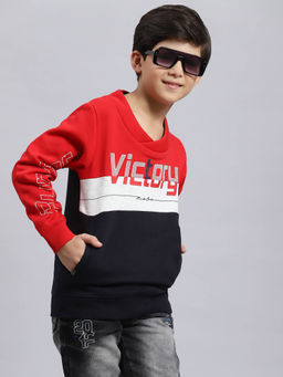 Monte Carlo - Bright Red & Navy Printed Sweatshirt