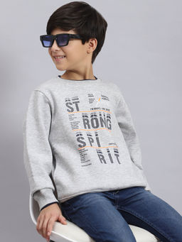 Monte Carlo - Grey Melange Printed Sweatshirt