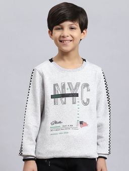 Monte Carlo - Grey Melange Printed Sweatshirt