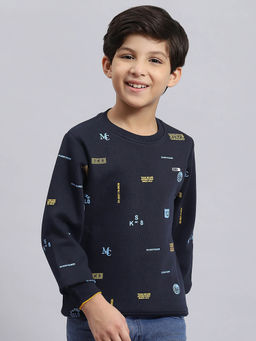 Monte Carlo - Navy Printed Sweatshirt