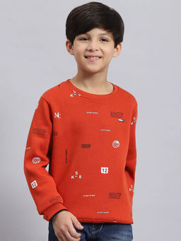 Monte Carlo - Bright Rust Printed Sweatshirt
