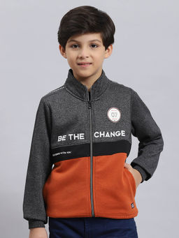 Monte Carlo - Anthra Melange & Rust Printed Sweatshirt