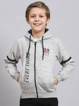 Monte Carlo - Grey Melange Printed Hoodie