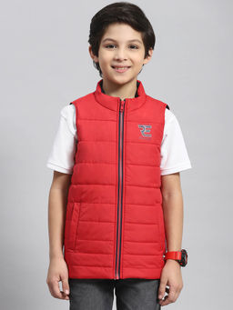 Monte Carlo - Red Solid Stand Collar Jacket