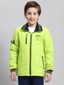 Monte Carlo - Fluorescent Green Printed Shirt Collar Jacket