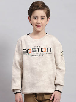 Monte Carlo - Fawn Melange Printed Round Neck Sweatshirt