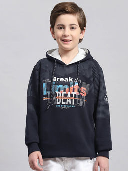 Monte Carlo - Navy Printed Hooded Neck Sweatshirt