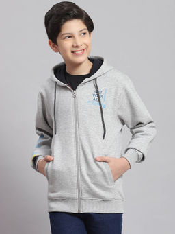 Monte Carlo - Grey Melange Printed Hoodie