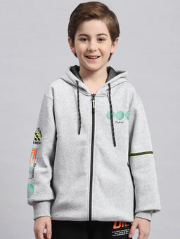 Monte Carlo - Grey Melange Printed Hoodie