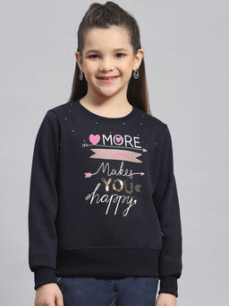 Monte Carlo - Navy Printed Round Neck Sweatshirt