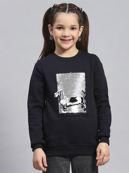 Monte Carlo - Navy Embellished Round Neck Sweatshirt