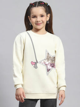 Monte Carlo - Cream Embellished Round Neck Sweatshirt