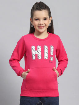 Monte Carlo - Magenta Printed Round Neck Sweatshirt