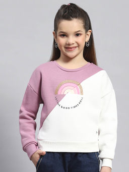 Monte Carlo - Mauve & Off White Colorblock Round Neck Sweatshirt