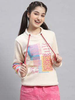 Monte Carlo - Beige Printed High Neck Sweatshirt