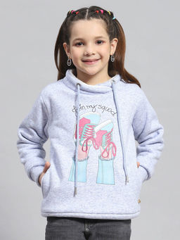 Monte Carlo - Blue Printed High Neck Sweatshirt