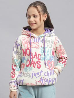 Monte Carlo - Cream & Purple Printed Hoodie