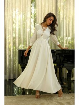 Kay Kay BY KKHUSHI SAHAII - Shye White Satin A Line Maxi Dress
