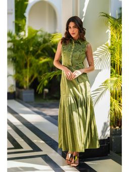 Kay Kay BY KKHUSHI SAHAII - Nova Denim Olive A Line Maxi Dress