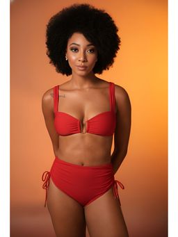 Mysthelle - Red Solid Bikini Top and Bottom