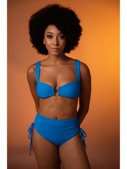 Mysthelle - Blue Solid Bikini Top and Bottom
