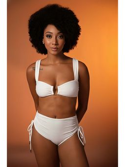 Mysthelle - White Solid Bikini Top and Bottom