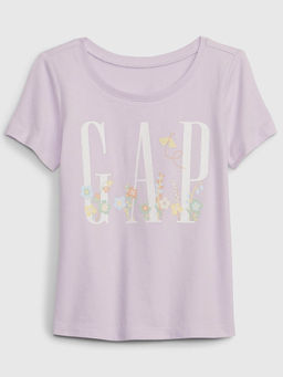 GAP - Girls Purple Relaxed Fit Logo Round Neck T-shirt
