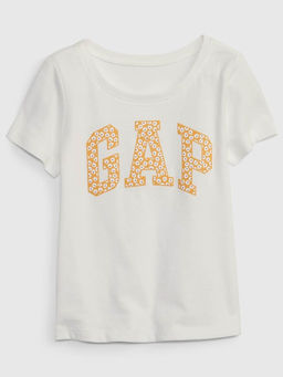 GAP - Girls White Relaxed Round Neck Logo T-shirt
