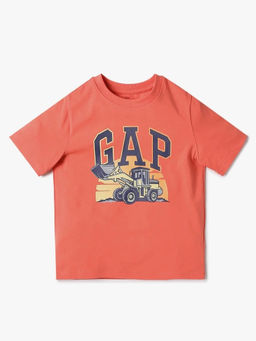 GAP - Boys Orange Graphic Print Crew Neck T-Shirt