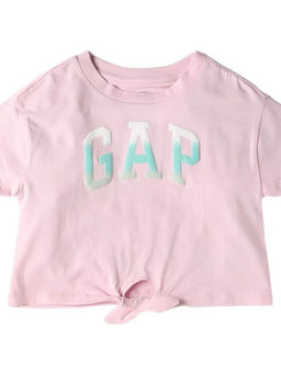 GAP - Girls Pink Comfort Crew Neck Embossed T-shirt