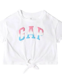 GAP - Girls White Comfort Crew Neck Embossed T-shirt