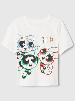 GAP - Girls White Character Print Crew Neck T-shirt