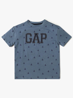 GAP - Boys Blue Relaxed Fit Crew Neck Conversational T-Shirt