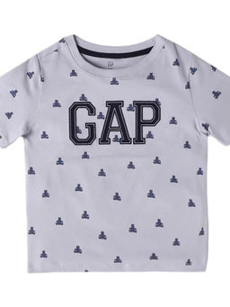 GAP - Boys Grey Relaxed Fit Crew Neck Conversational T-Shirt