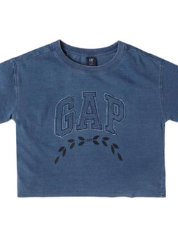 GAP - Girls Navy Blue Relaxed Fit Applique Crew Neck T-shirt
